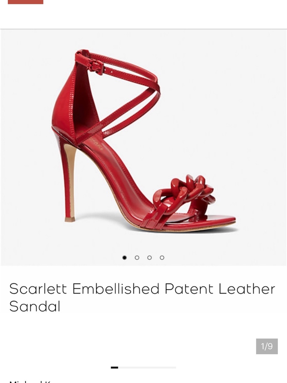 Michael Kors Scarlett Knotted Patent Leather Ankle-Strap Sandal - Red